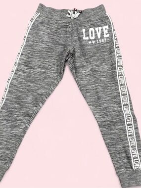 Reflex Grey 'LOVE' Side-Strip Joggers